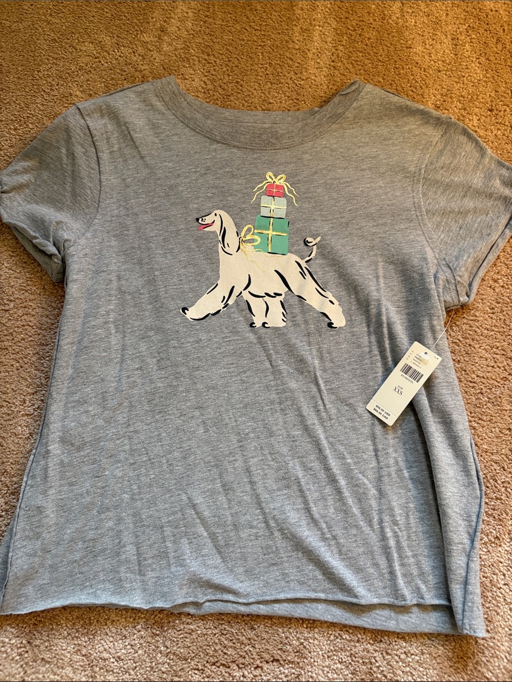 Mauve Grey Short-Sleeve Tee with Playful Dog & Gift Graphic